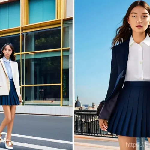 미우미우와 샤넬의 여성 컬렉션 - **Prompt 1: Miu Miu Youthful Urban Chic**
    "A young woman, exuding confidence and playful energy,...